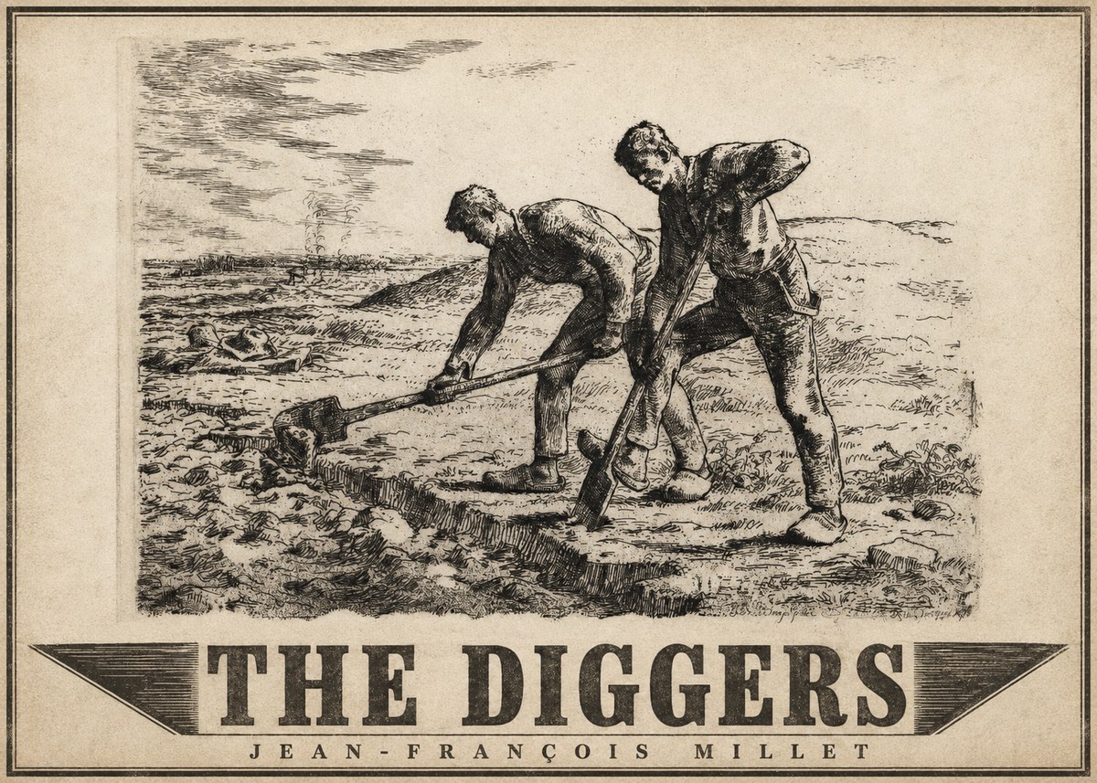 Jean-François Millet The Diggers No4 - Póster