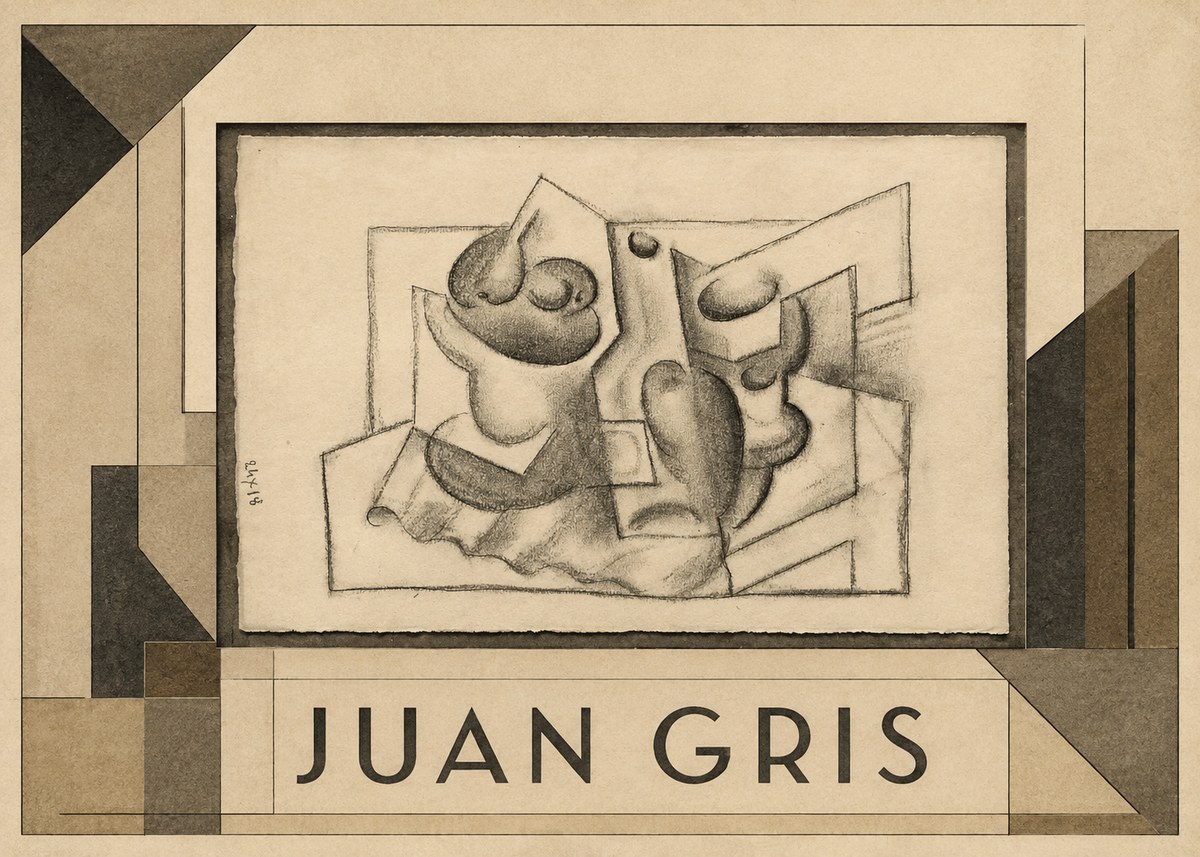 Juan Gris Nature Morte (Bouteille Et Fruit) No1 - Póster