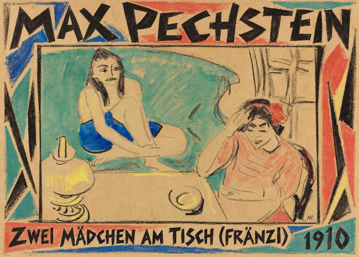 Max Pechstein Zwei Mädchen Am Tisch (Fränzi) No1 - Póster