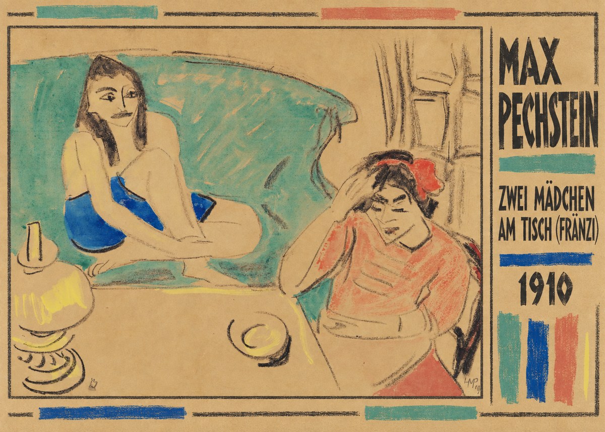 Max Pechstein Zwei Mädchen Am Tisch (Fränzi) No2 - Póster