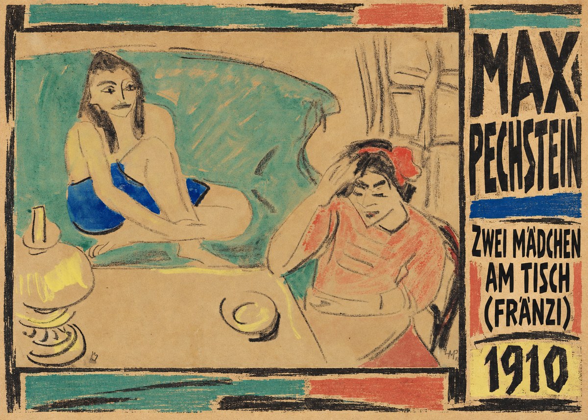 Max Pechstein Zwei Mädchen Am Tisch (Fränzi) No5 - Póster
