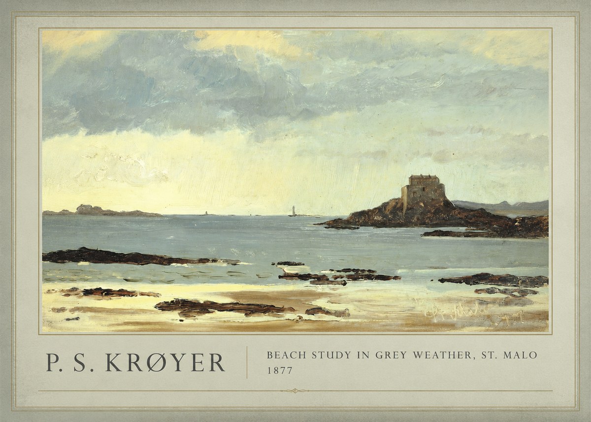 P.S. Krøyer Beach Study in Grey Weather, St. Malo No1 - Póster