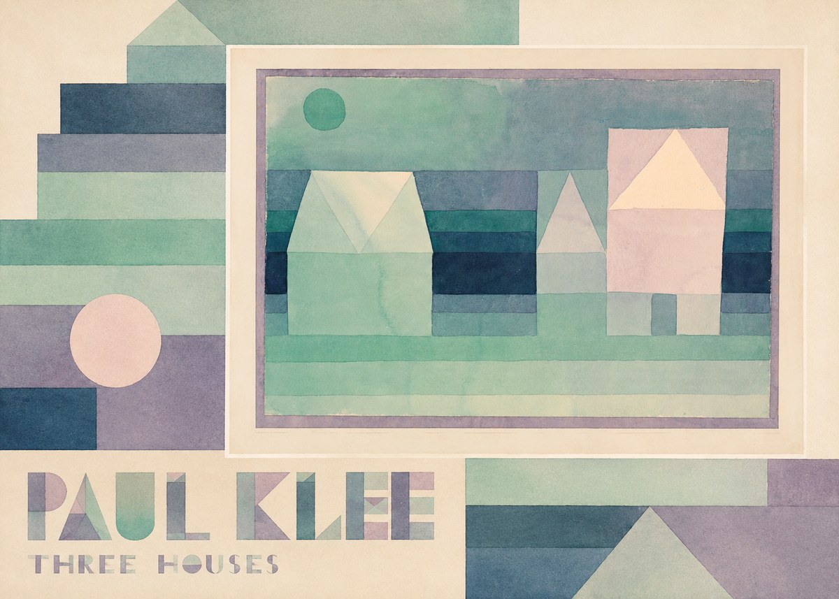 Paul Klee Three Houses No5 - Póster
