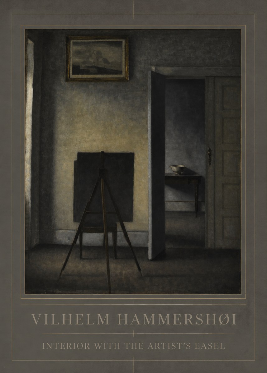 Vilhelm Hammershøi Interior with the Artist's Easel III No1 - Póster