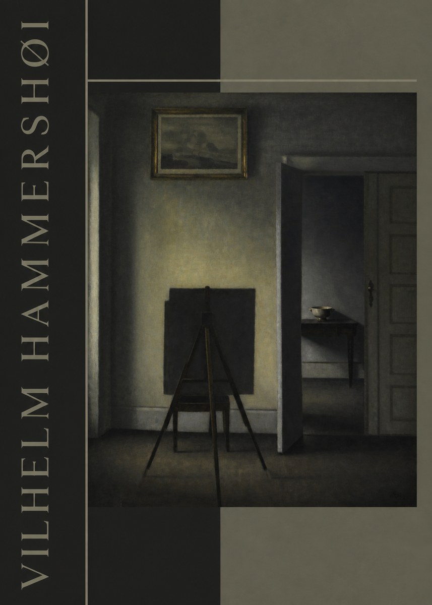 Vilhelm Hammershøi Interior with the Artist's Easel III No4 - Póster