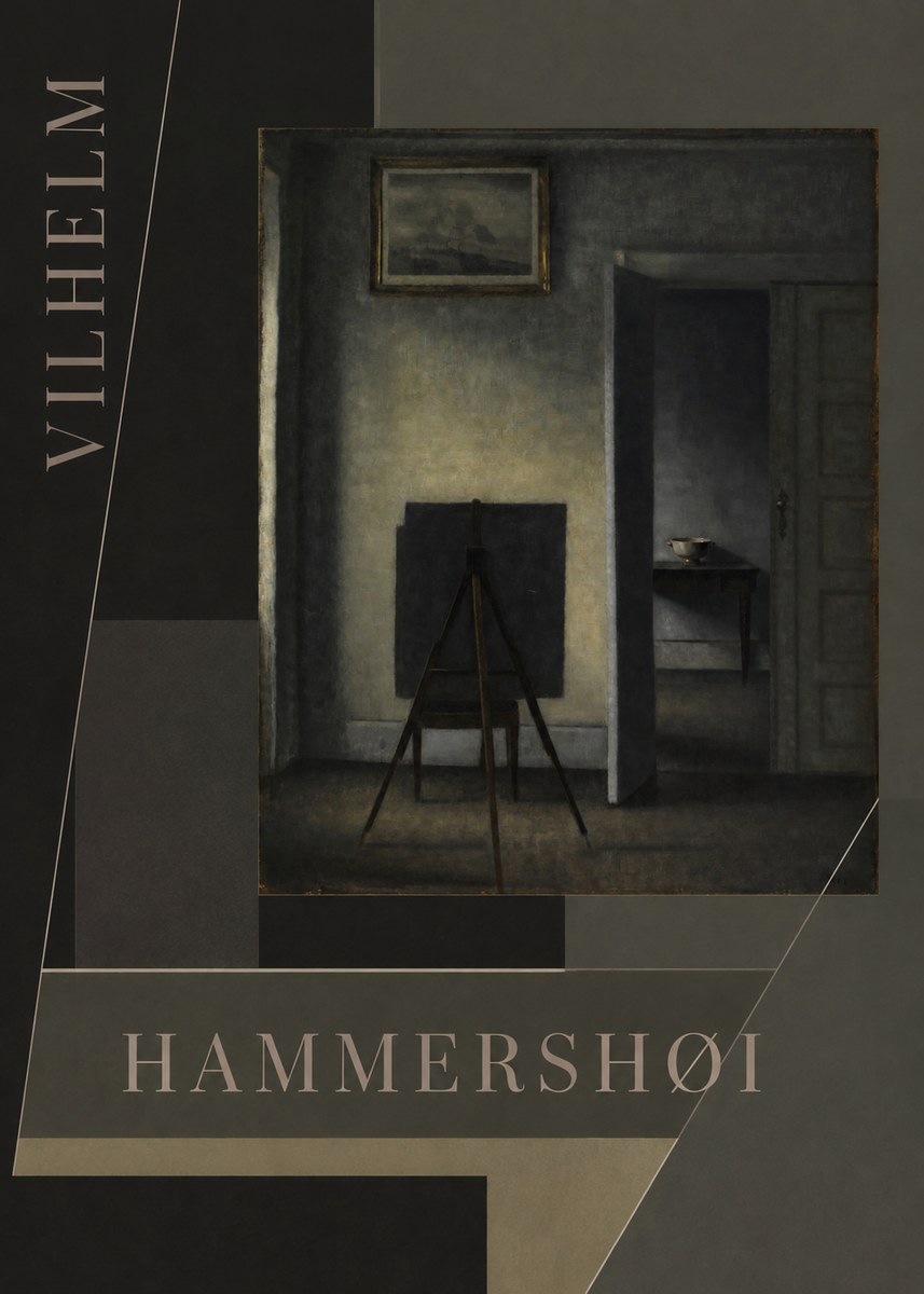 Vilhelm Hammershøi Interior with the Artist's Easel III No5 - Póster