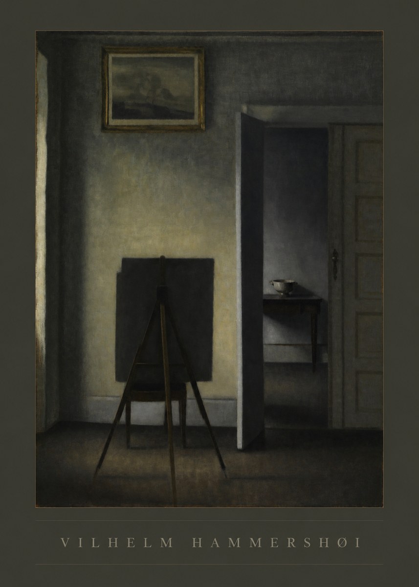 Vilhelm Hammershøi Interior with the Artist's Easel III No6 - Póster