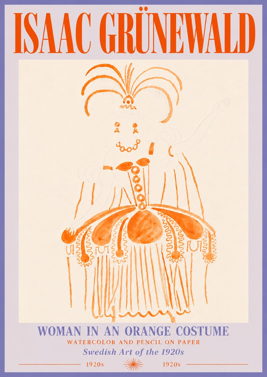 Isaac Grünewald Woman in an Orange Costume No5 - Póster