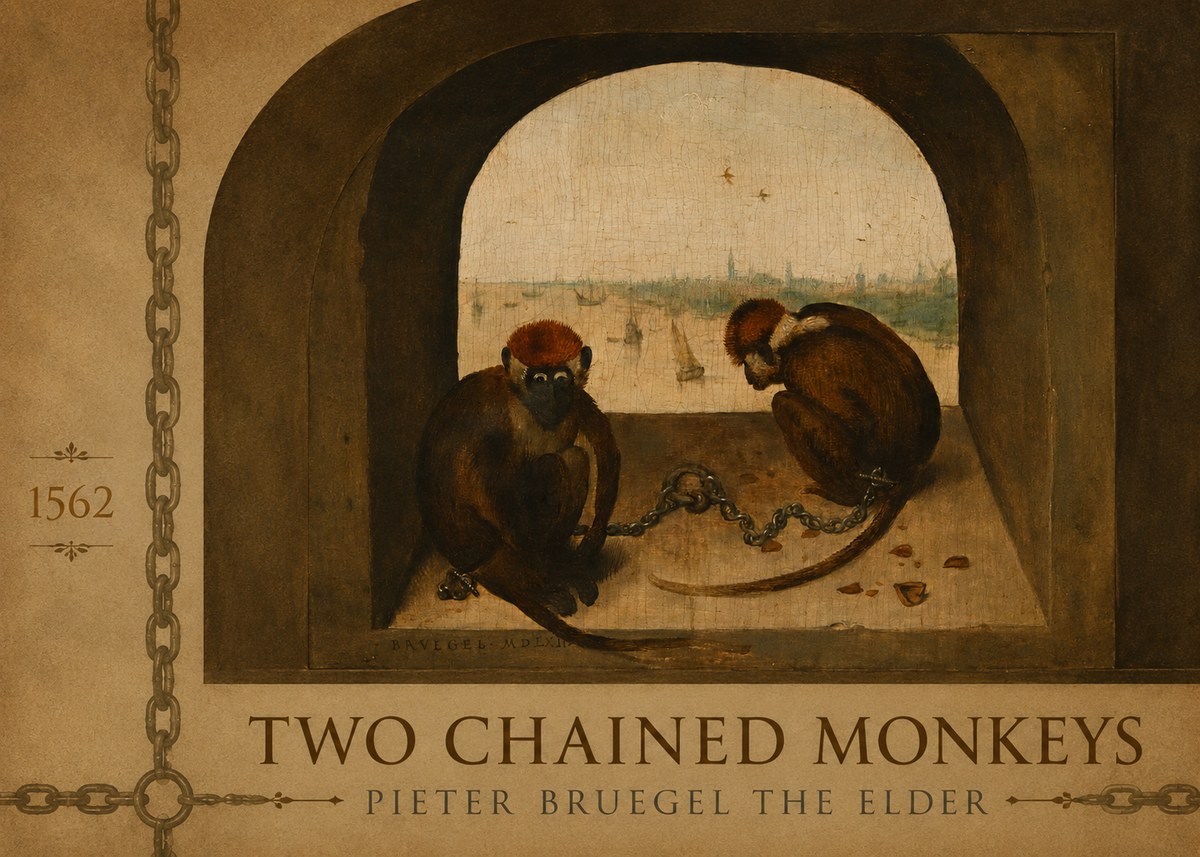 Pieter Bruegel Two Chained Monkeys I No2 - Póster