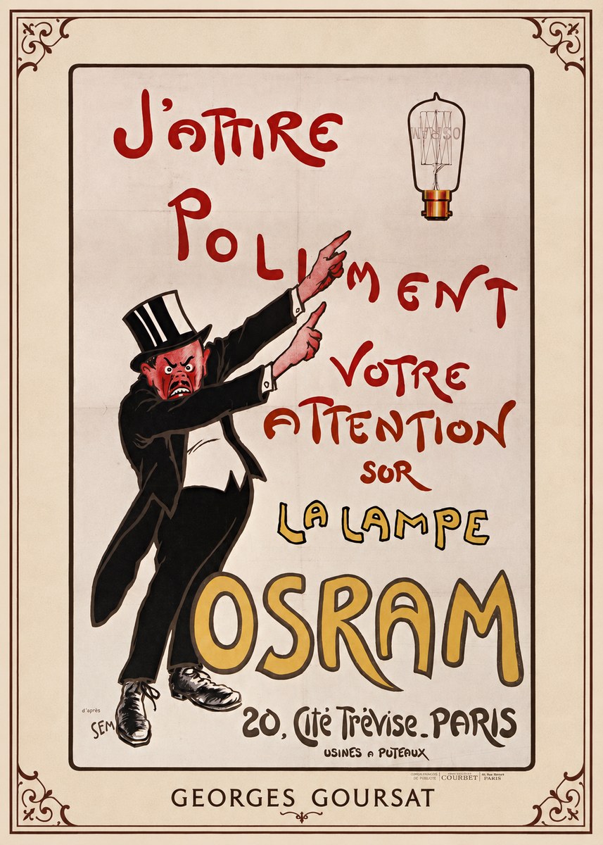 Georges Goursat J'attire Poliment Votre Attention Sur La Lampe Osram No1 - Póster