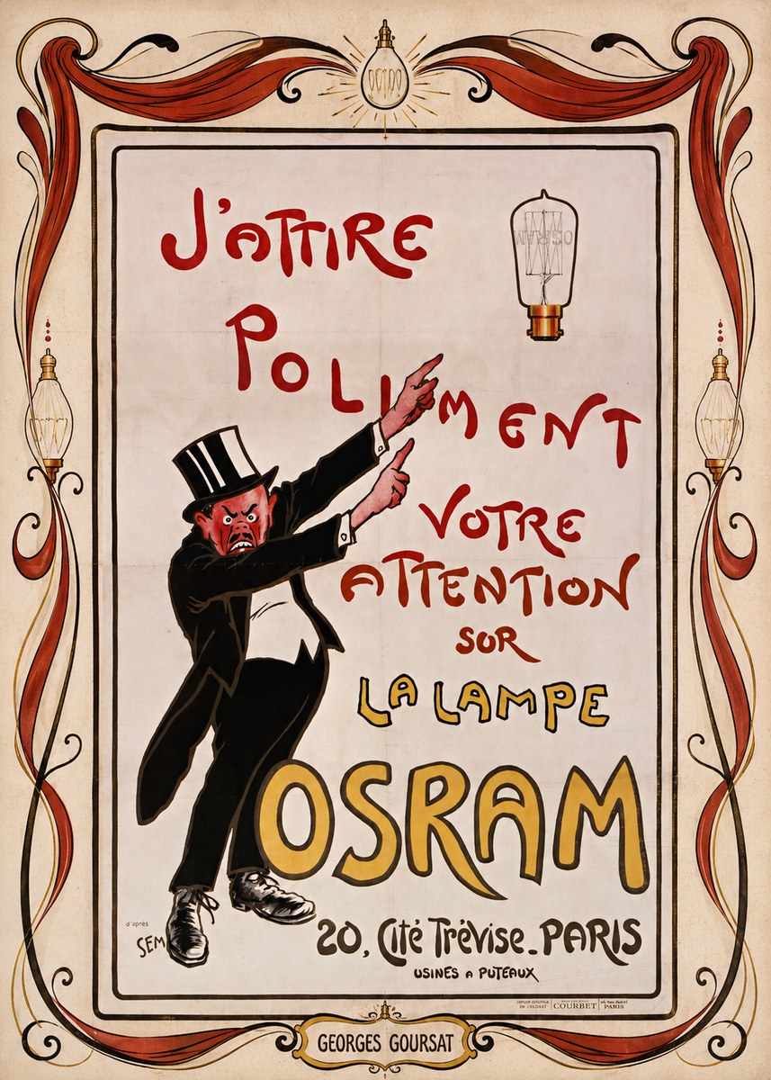 Georges Goursat J'attire Poliment Votre Attention Sur La Lampe Osram No4 - Póster