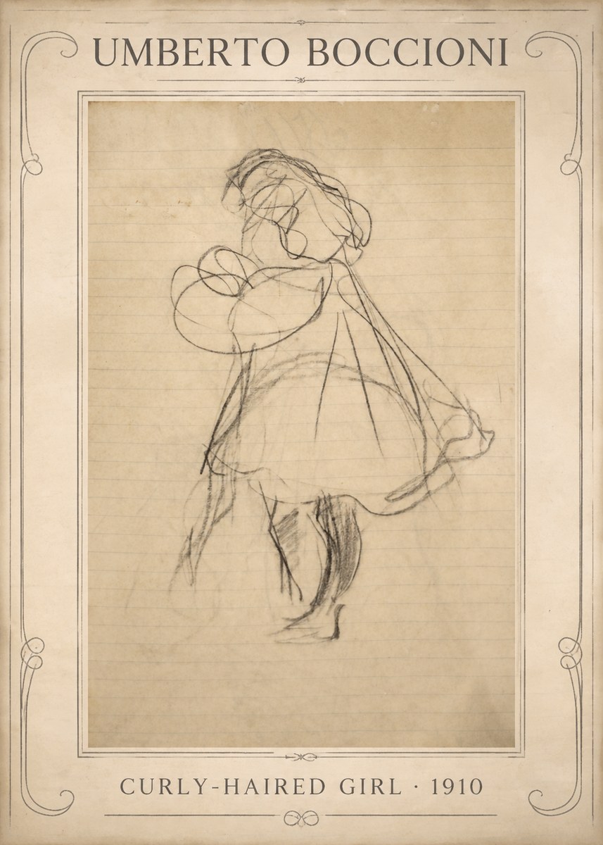 Umberto Boccioni Curly-haired Girl No1 - Póster