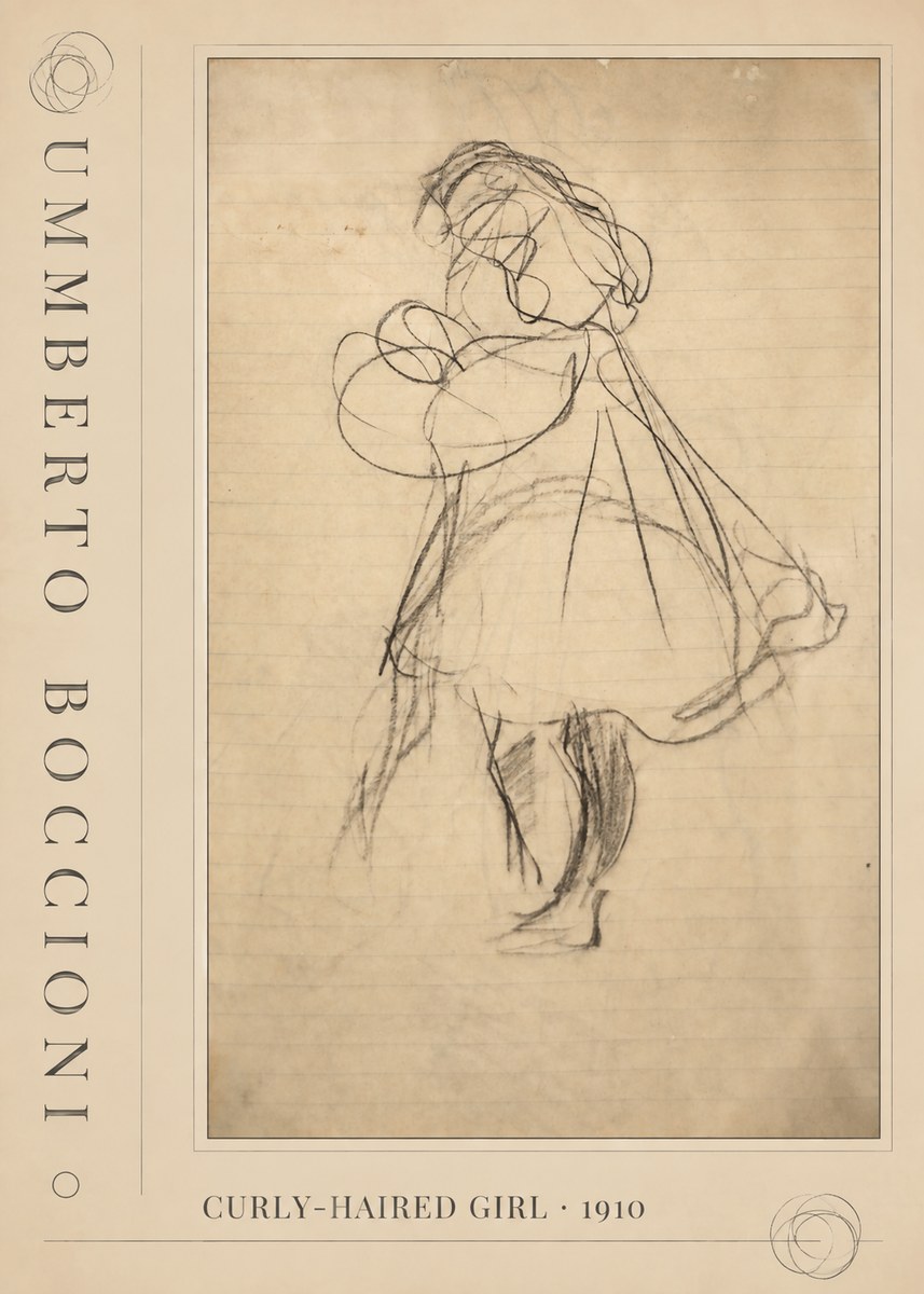 Umberto Boccioni Curly-haired Girl No3 - Póster