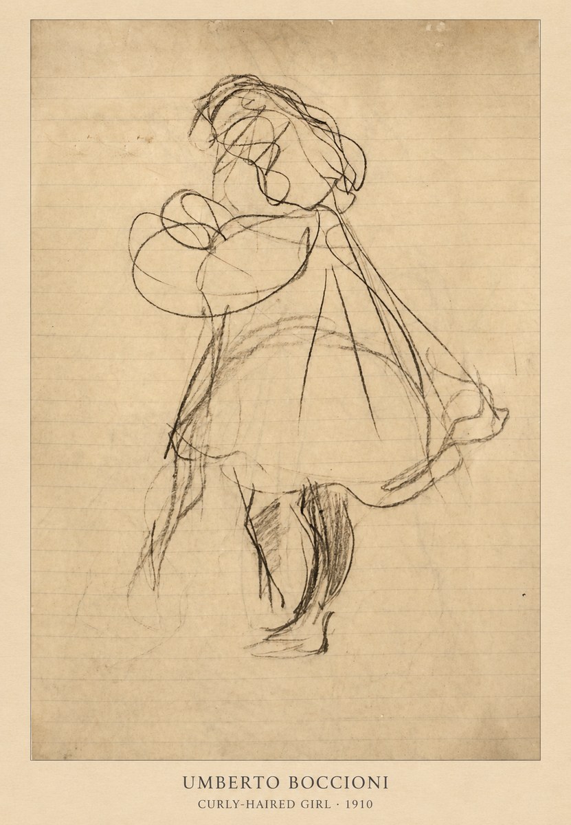 Umberto Boccioni Curly-haired Girl No4 - Póster