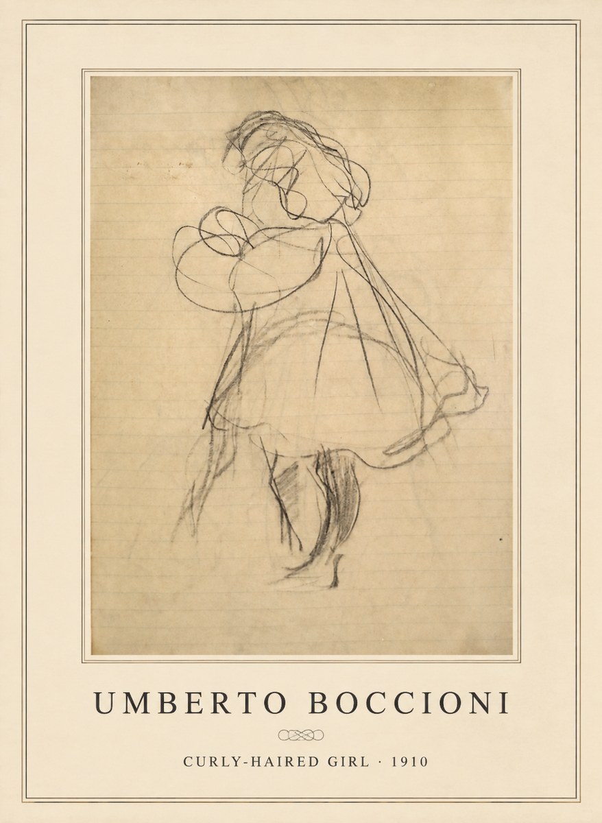 Umberto Boccioni Curly-haired Girl No6 - Póster