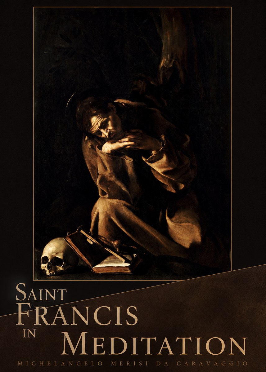 Michelangelo Merisi da Caravaggio Saint Francis in Meditation II No5 - Póster