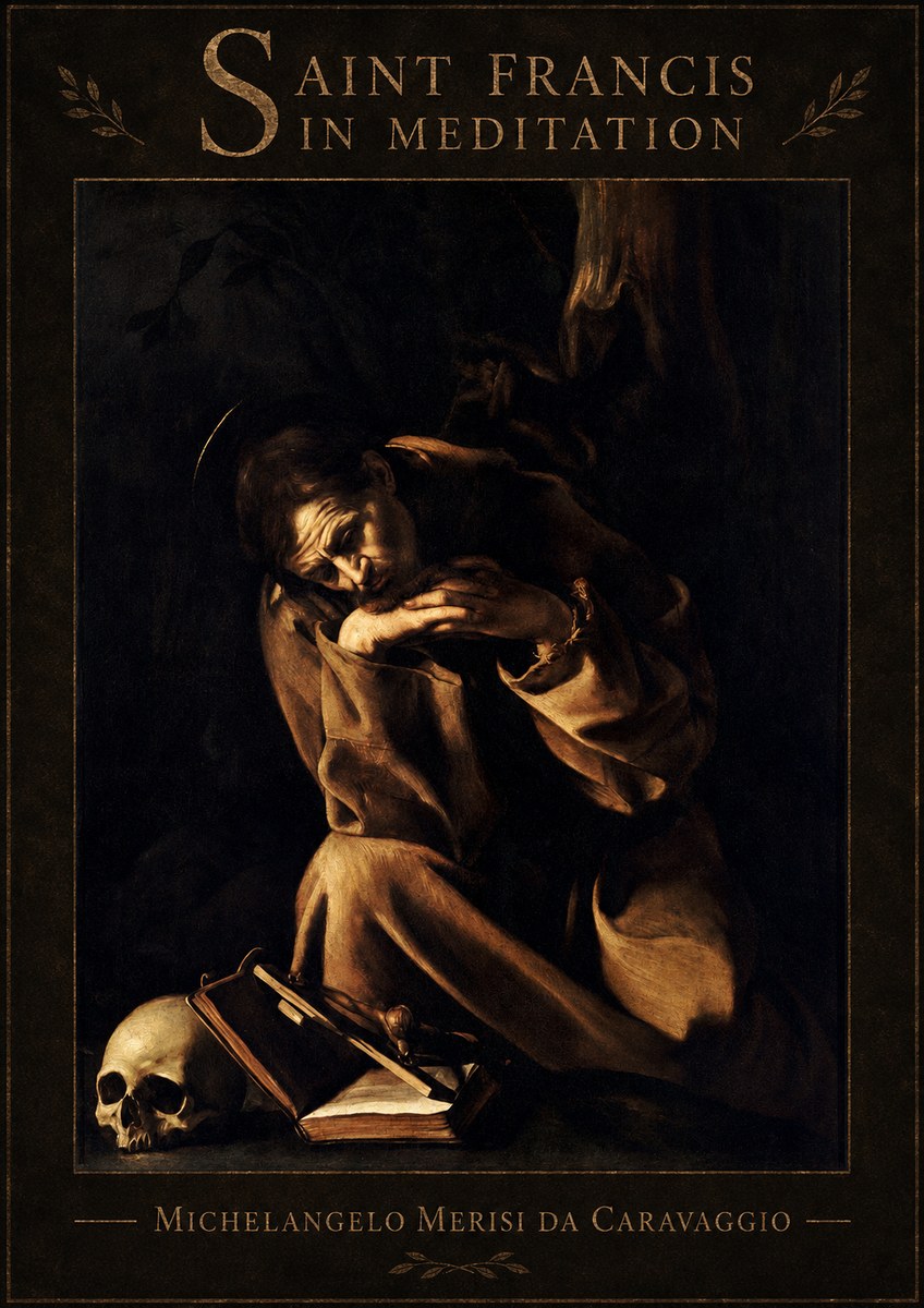 Michelangelo Merisi da Caravaggio Saint Francis in Meditation II No6 - Póster