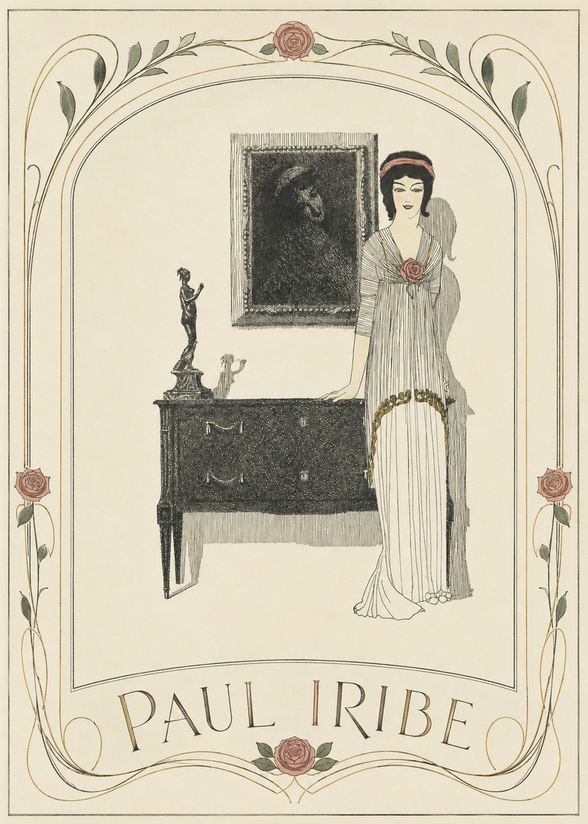 Paul Iribe Elegant Figure in Art Deco Interior No3 - Póster