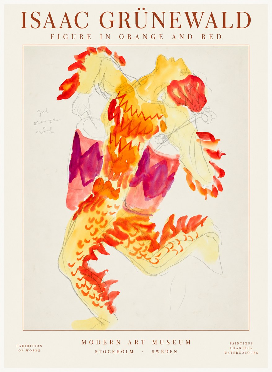 Isaac Grünewald Figure in Orange and Red No2 - Póster