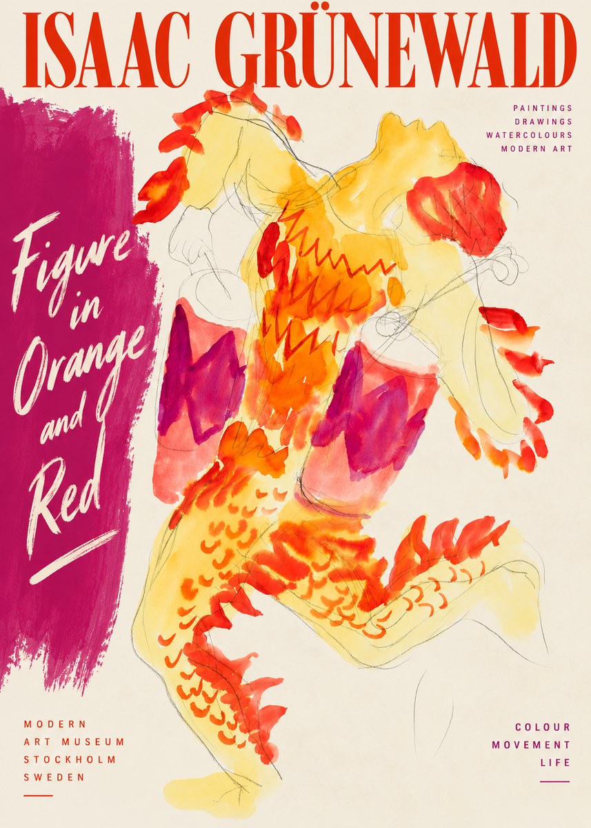 Isaac Grünewald Figure in Orange and Red No3 - Póster