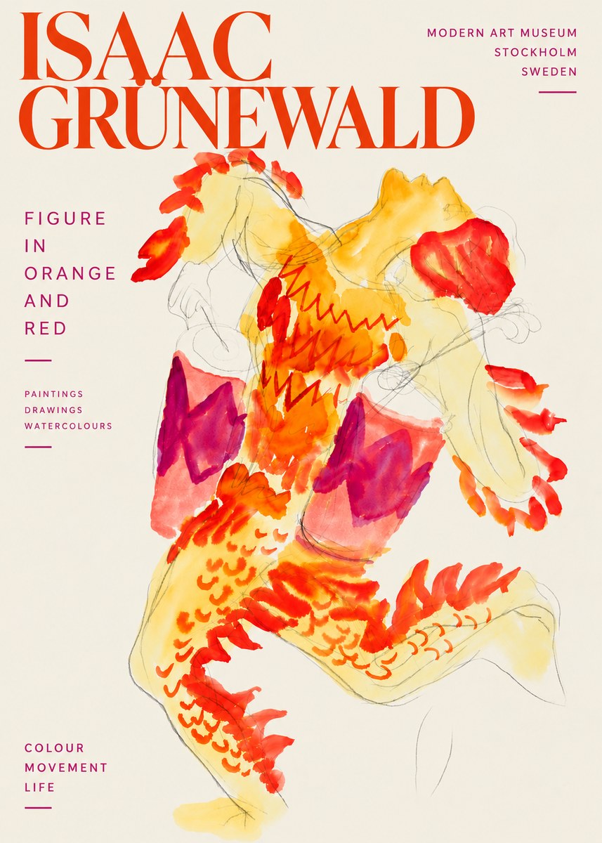 Isaac Grünewald Figure in Orange and Red No6 - Póster