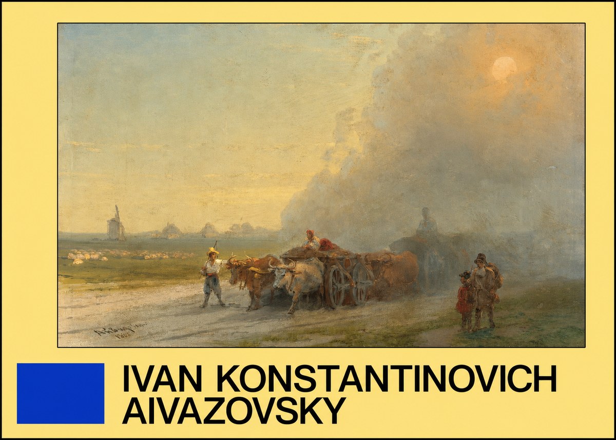 Ivan Konstantinovich Aivazovsky Landscape with Oxen No4 - Póster
