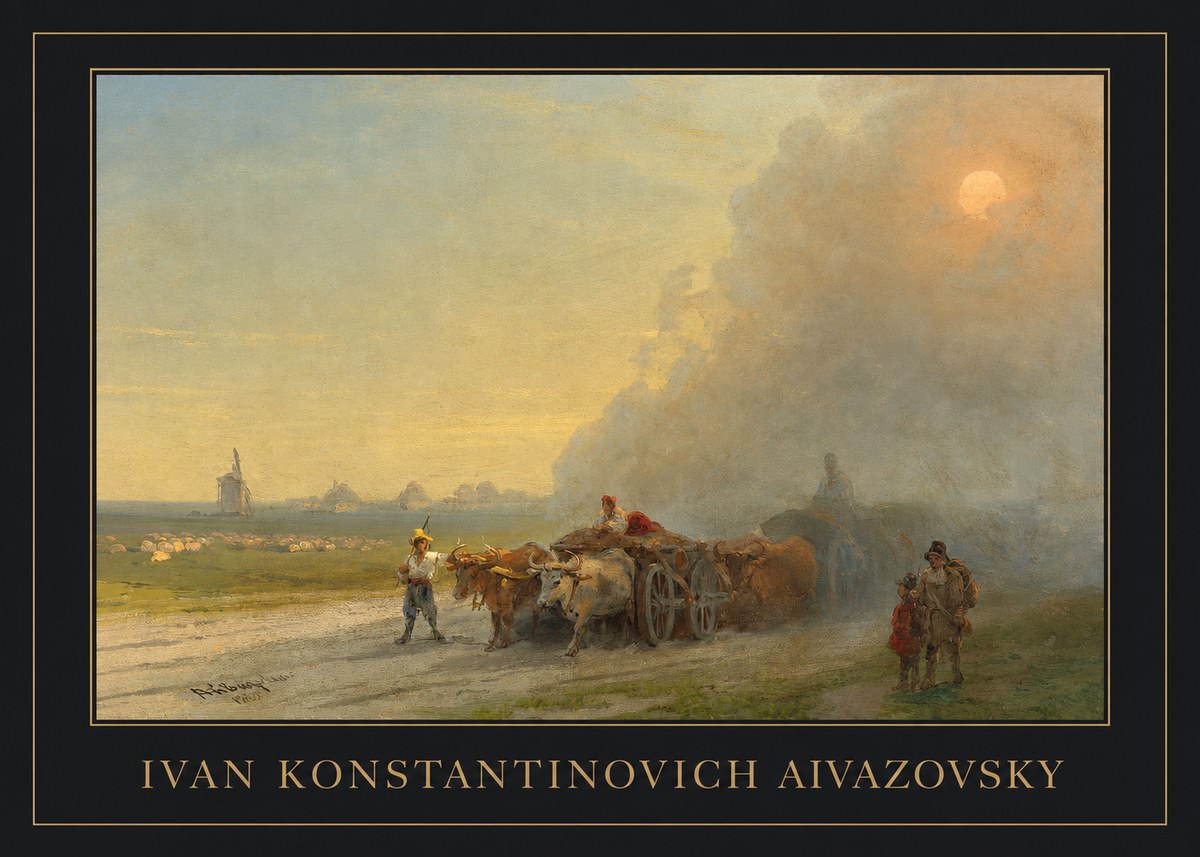 Ivan Konstantinovich Aivazovsky Landscape with Oxen No5 - Póster