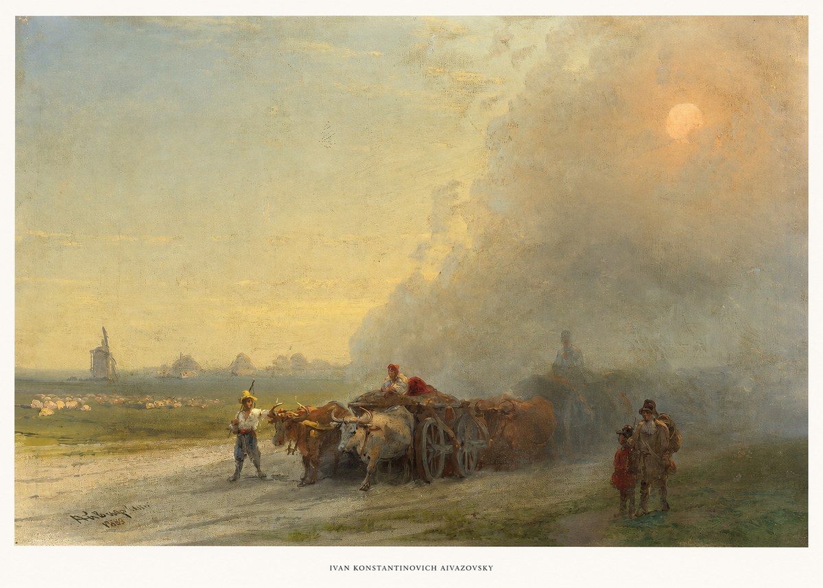 Ivan Konstantinovich Aivazovsky Landscape with Oxen No6 - Póster