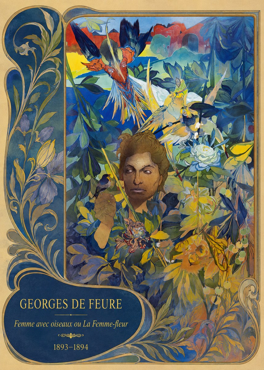 Georges de Feure Femme Avec Oiseaux Ou La Femme-fleur No2 - Póster