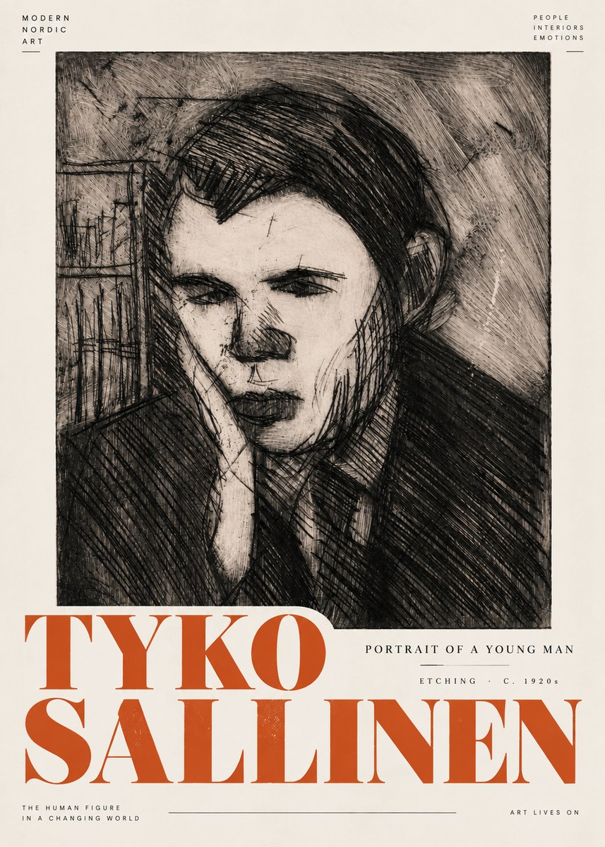 Tyko Sallinen Portrait of a Young Man No5 - Póster