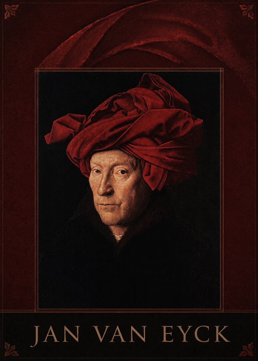 Jan van Eyck Portrait of a Man in a Turban No6 - Póster
