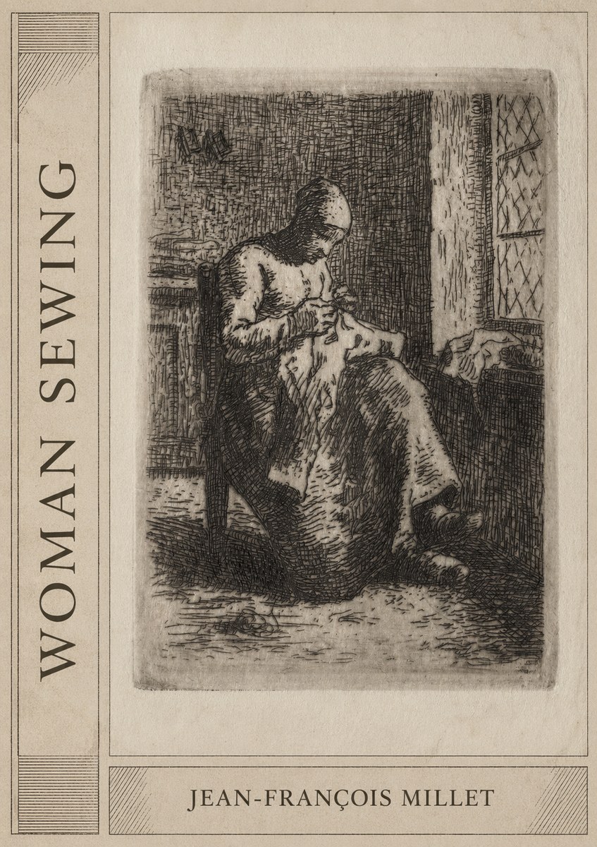 Jean-François Millet Woman Sewing No2 - Póster
