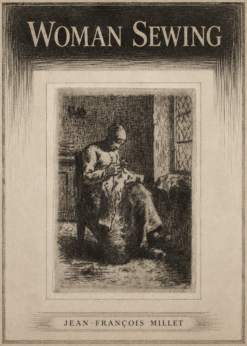 Jean-François Millet Woman Sewing No3 - Póster