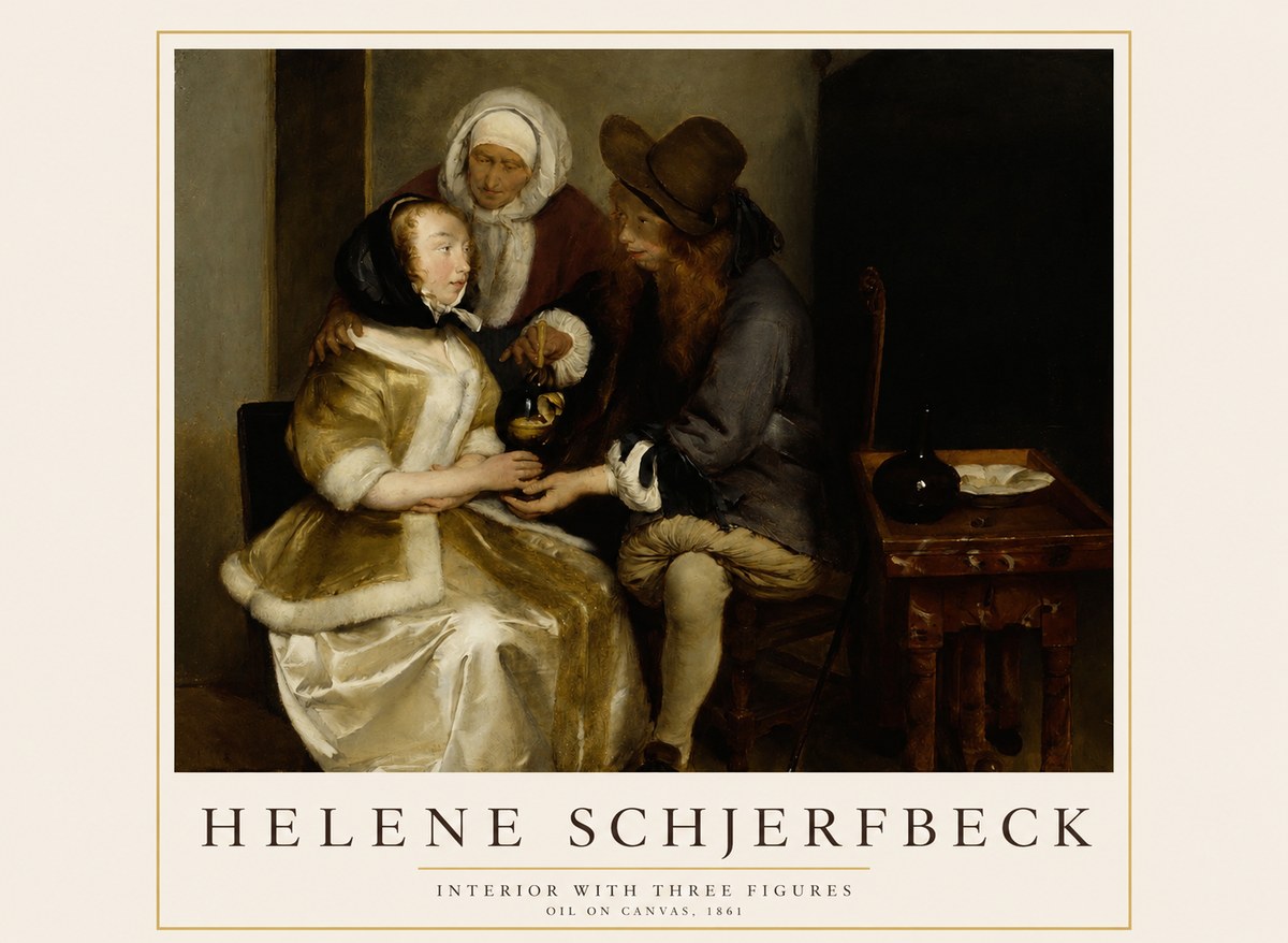 Helene Schjerfbeck Interior with Three Figures No1 - Póster