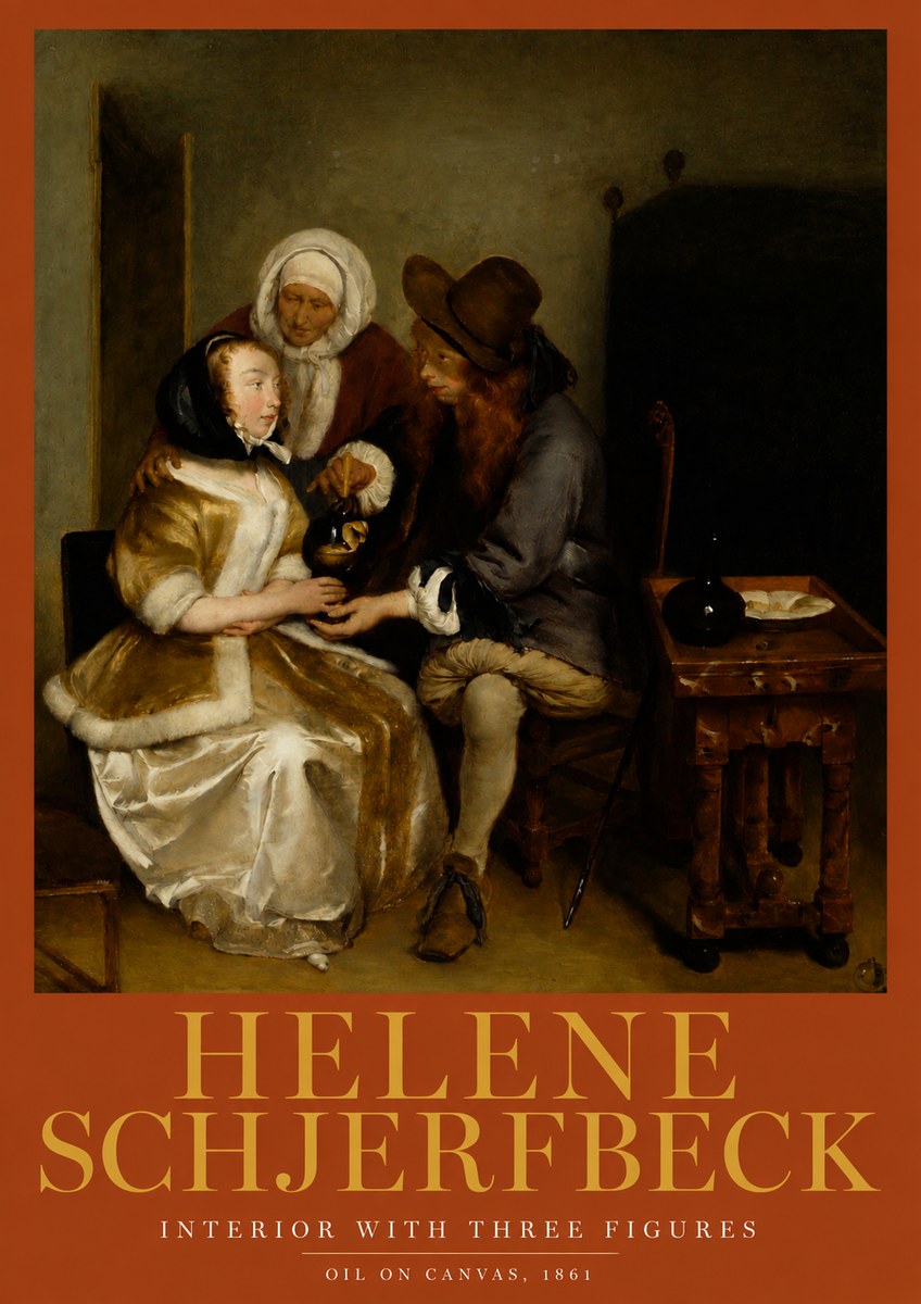 Helene Schjerfbeck Interior with Three Figures No2 - Póster