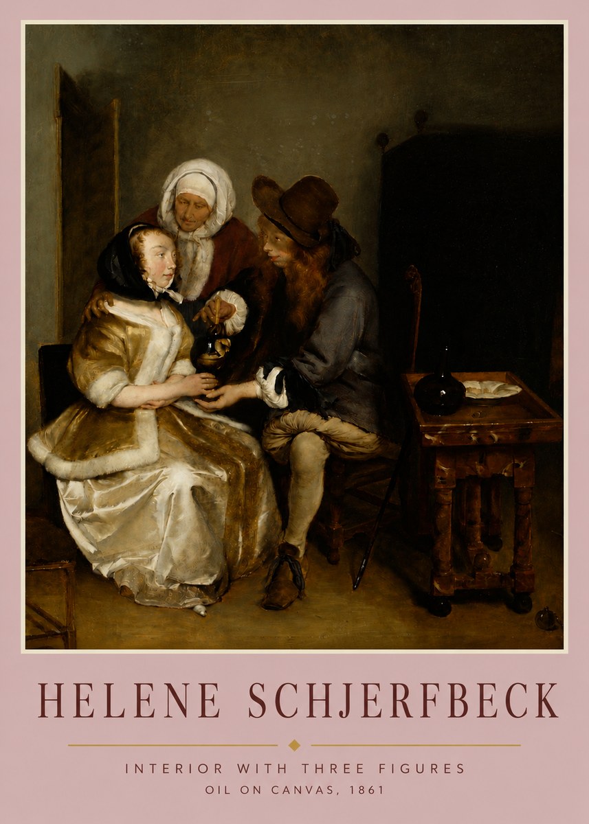 Helene Schjerfbeck Interior with Three Figures No4 - Póster