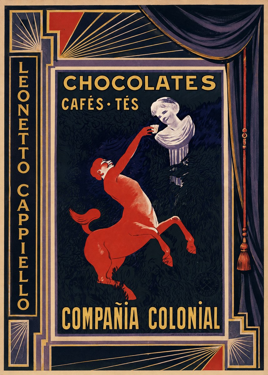 Leonetto Cappiello Chocolates, Cafés, Tés - Compañía Colonial No2 - Póster