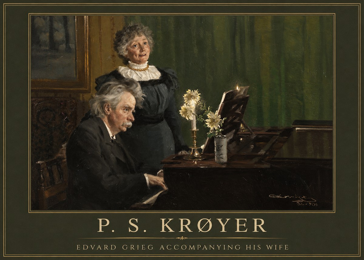 P.S. Krøyer Edvard Grieg Accompanying His Wife No1 - Póster
