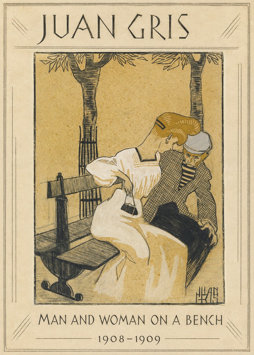 Juan Gris Man and Woman on a Bench No1 - Póster