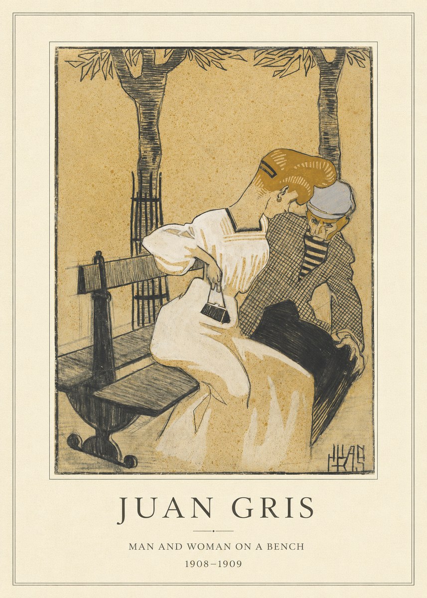 Juan Gris Man and Woman on a Bench No4 - Póster