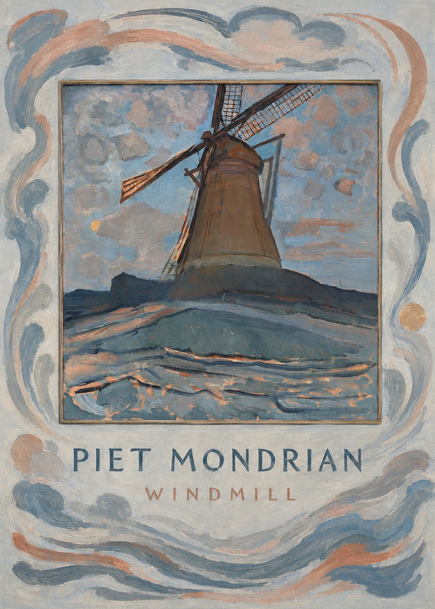 Piet Mondrian Windmill No4 - Póster