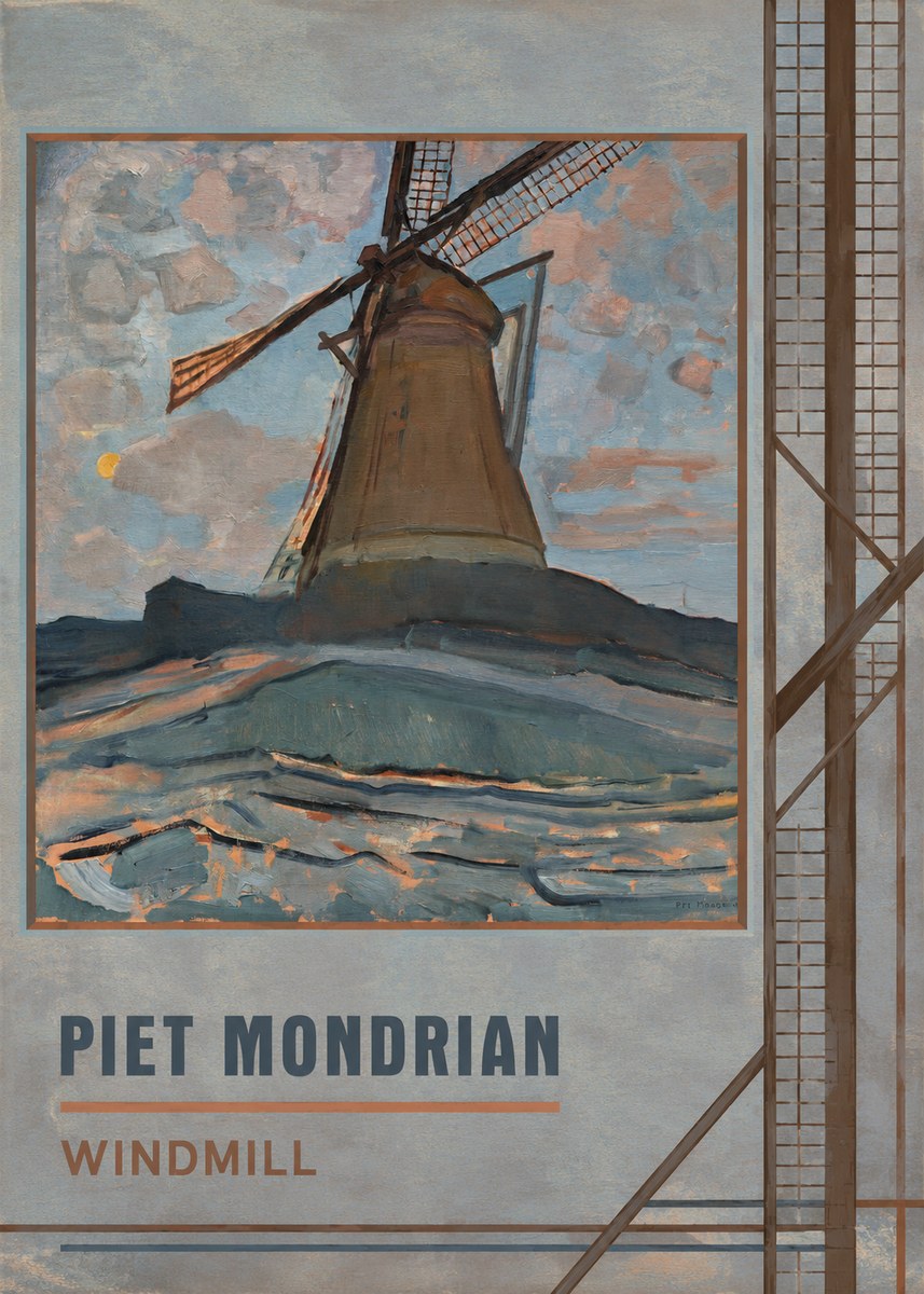 Piet Mondrian Windmill No5 - Póster