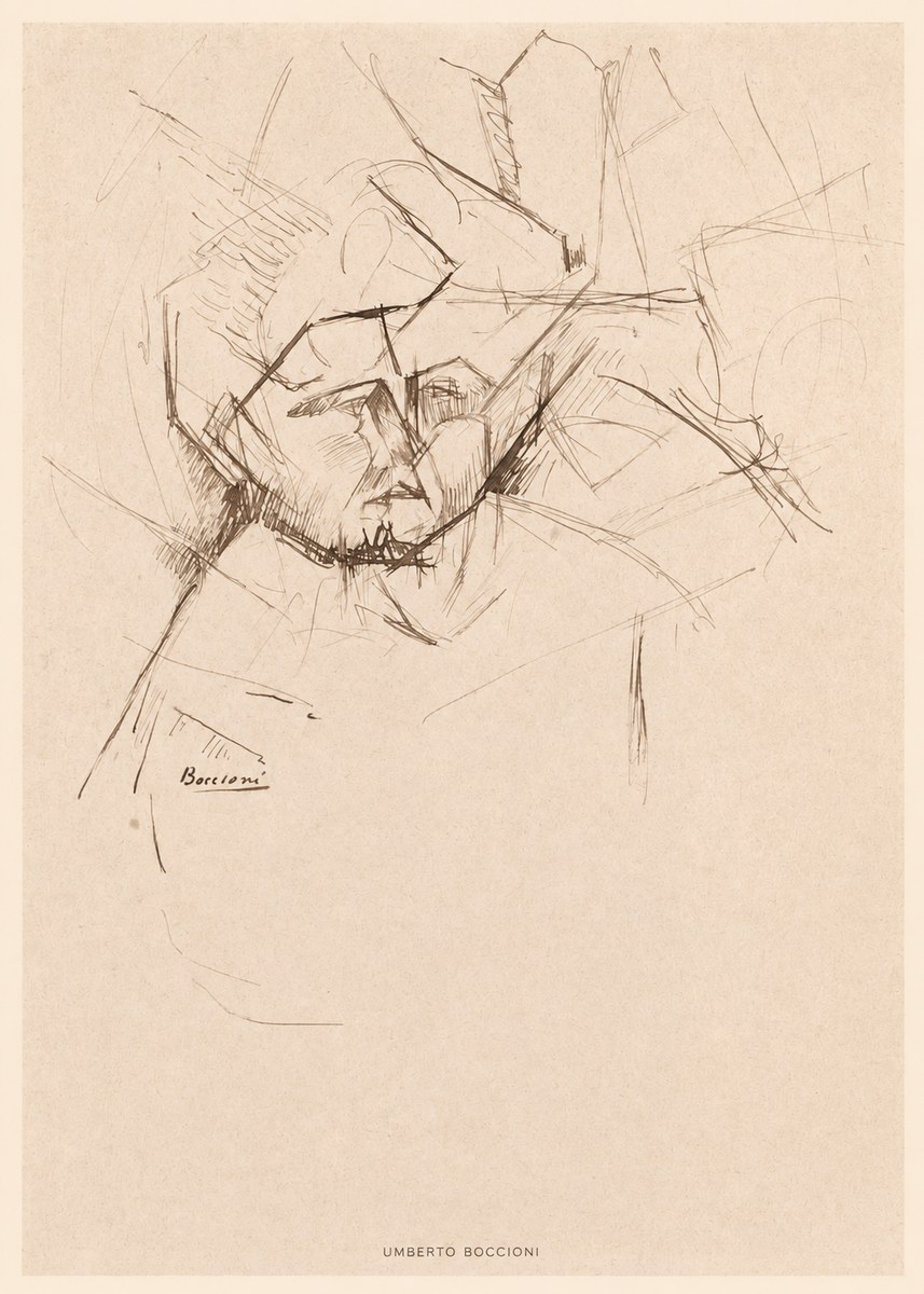 Umberto Boccioni Head Study No6 - Póster