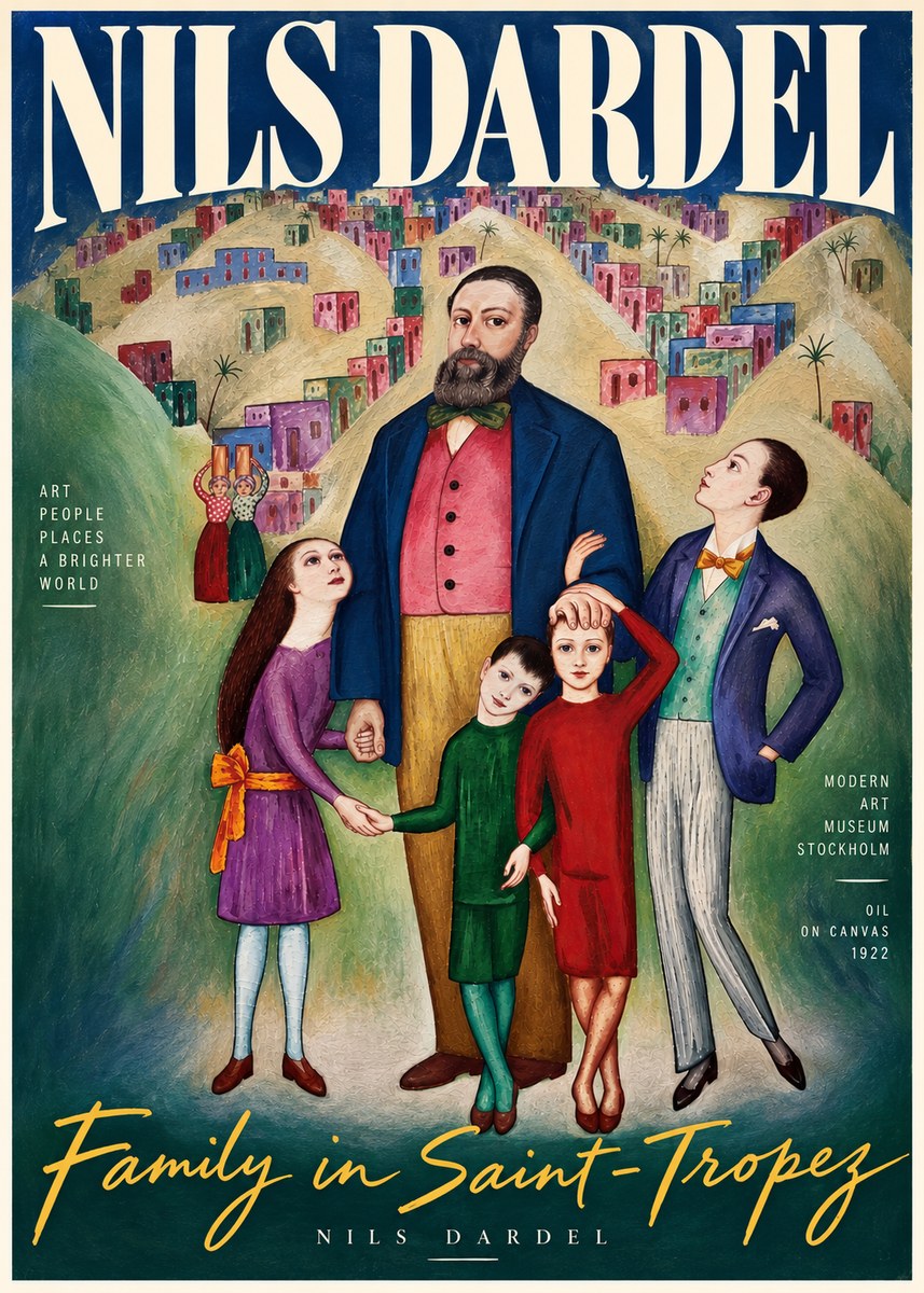 Nils Dardel Family in Saint-tropez No4 - Póster