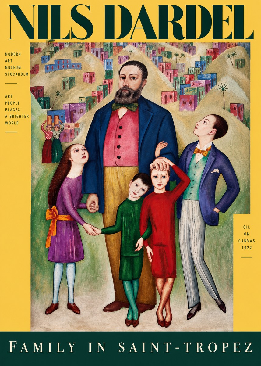 Nils Dardel Family in Saint-tropez No5 - Póster