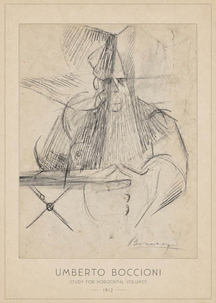 Umberto Boccioni Study for Horizontal Volumes No6 - Póster