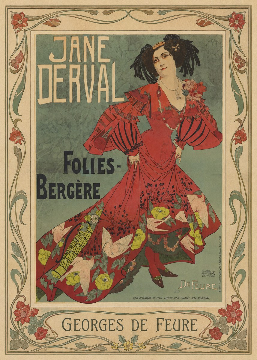 Georges de Feure Jane Derval - Folies-bergère III No1 - Póster