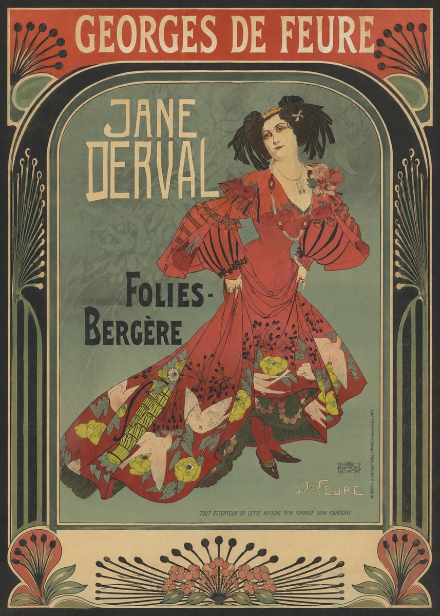 Georges de Feure Jane Derval - Folies-bergère III No4 - Póster