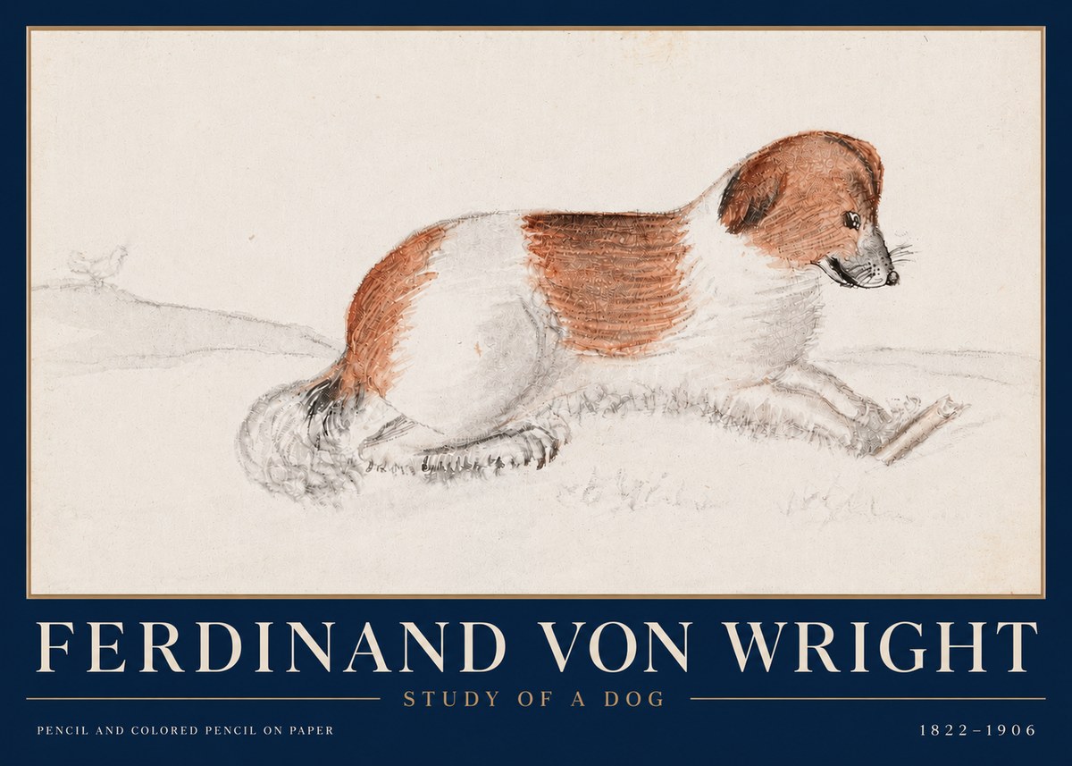 Ferdinand von Wright Study of a Dog No4 - Póster