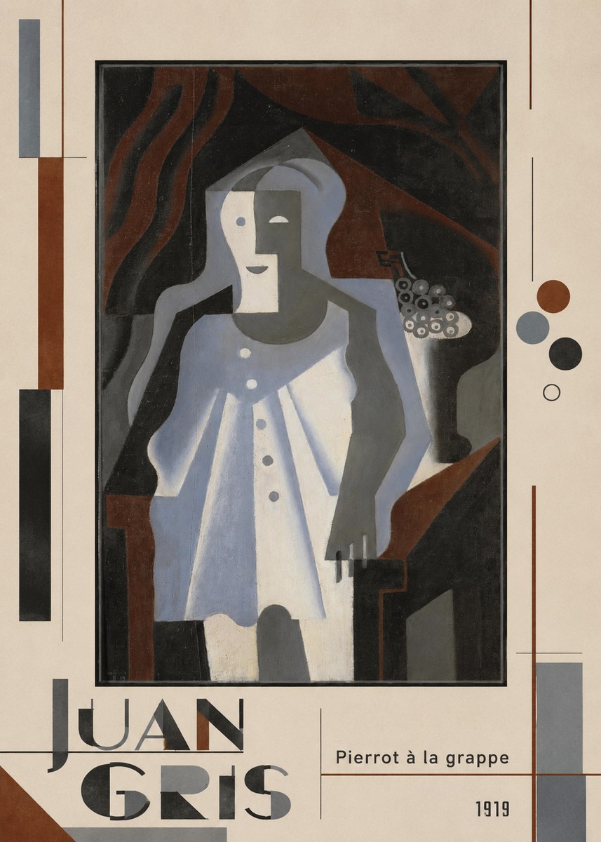 Juan Gris Pierrot À La Grappe No3 - Póster